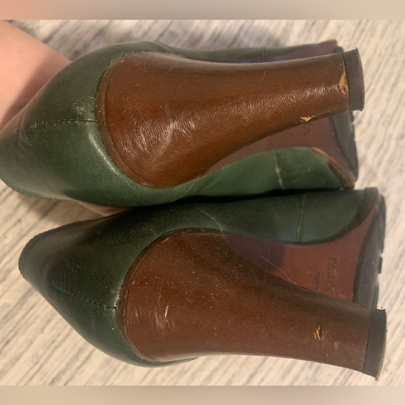 Paregabia Green Leather Heels with Fringe and Laces - Picture 4 of 11